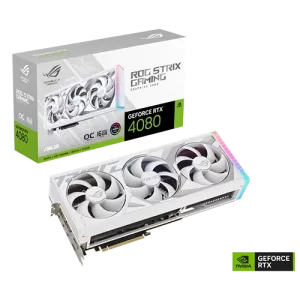 ROG Strix GeForce RTX 4080 GDDR6X 16GB White OC Edition Graphics Card Close to the Box View