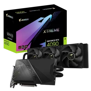 Gigabyte Aorus GeForce RTX 4090 XTREME WATERFORCE 24G GDDR6X Graphics Card Close to the box