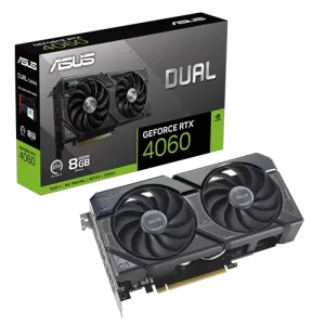 ASUS Dual GeForce RTX 4060 8GB GDDR6 Graphics Card Close to the Box