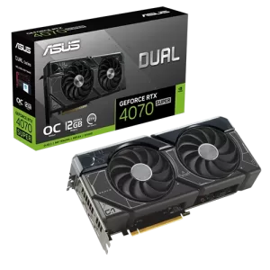 ASUS Dual GeForce RTX 4070 Super OC Edition 12GB GDDR6X Graphics Card, 192-bit Memory Interface PCI Express 4.0, 2550 MHz Boost Clock 7168 CUDA Core