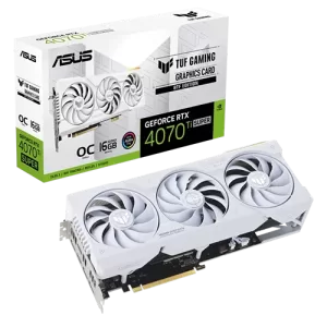 Asus Tuf Gaming GeForce RTX 4070 Ti Super BTF White OC Edition Graphics Card, 16GB GDDR6X 256-bit Memory Bit, 2670 MHz OC mode, 8448 CUDA Core, 21 Gbps Memory Speed, 3.25 Slot