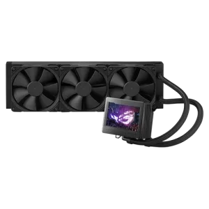 Front view of ASUS ROG RYUJIN III 360 AIO Liquid CPU Cooler with 3.5 inch LCD Display