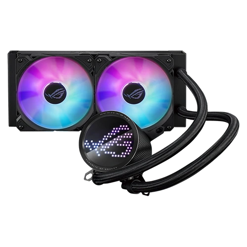RYUO III 240 ARGB Liquid Cooler Front view with OLED Display Pump