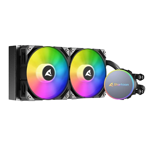 Sharkoon S70 RGB All-in-One Water Cooling, 240 mm radiator, 1,600 ~ 3,200 rpm Pump Speed, 4-Pin LED Connector