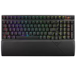 ASUS ROG Strix Scope II 96 Wireless gaming keyboard, tri-mode connection, streamer hotkeys, multifunction controls