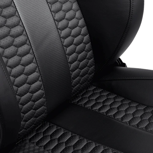 A perforated PU leather seat back and cushion T2 Gaming Chair Black / Black