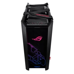 ROG Helios GX601 RGB Mid Tower PC Case Displaying fabric handles and top ports