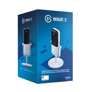 Elgato Wave:3 - USB Condenser Microphone, Digital Mixer for Streaming, Recording, Podcasting - Clipguard, Capacitive Mute