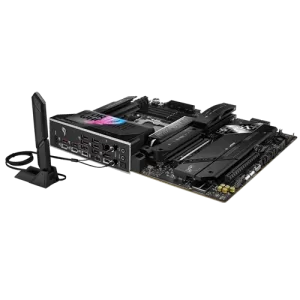 Rog X870E E GAMING WIFI Motherboard Side view with Wifi Stand