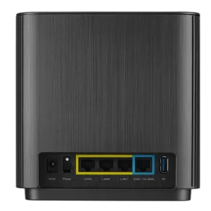 XT9 Router 2 Pack Back with 3 Gigabit LAN ports, 2.5Gbps WAN port, Power Plug and power button