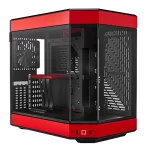 Y60 PC Case Red Front view with bottom powre button 2 usb ports 1 type c port and 1 audio jeck