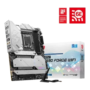 MSI Z690 FORCE WIFI PC Motherboard Close to the box and antena